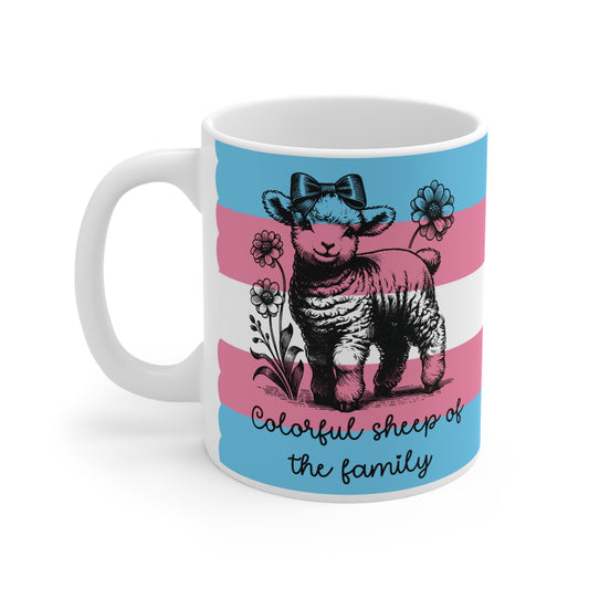 Trans Pride Tasse „Colorful Sheep of the Family“ – Trans Pride Geschenk mit Schaf-Motiv