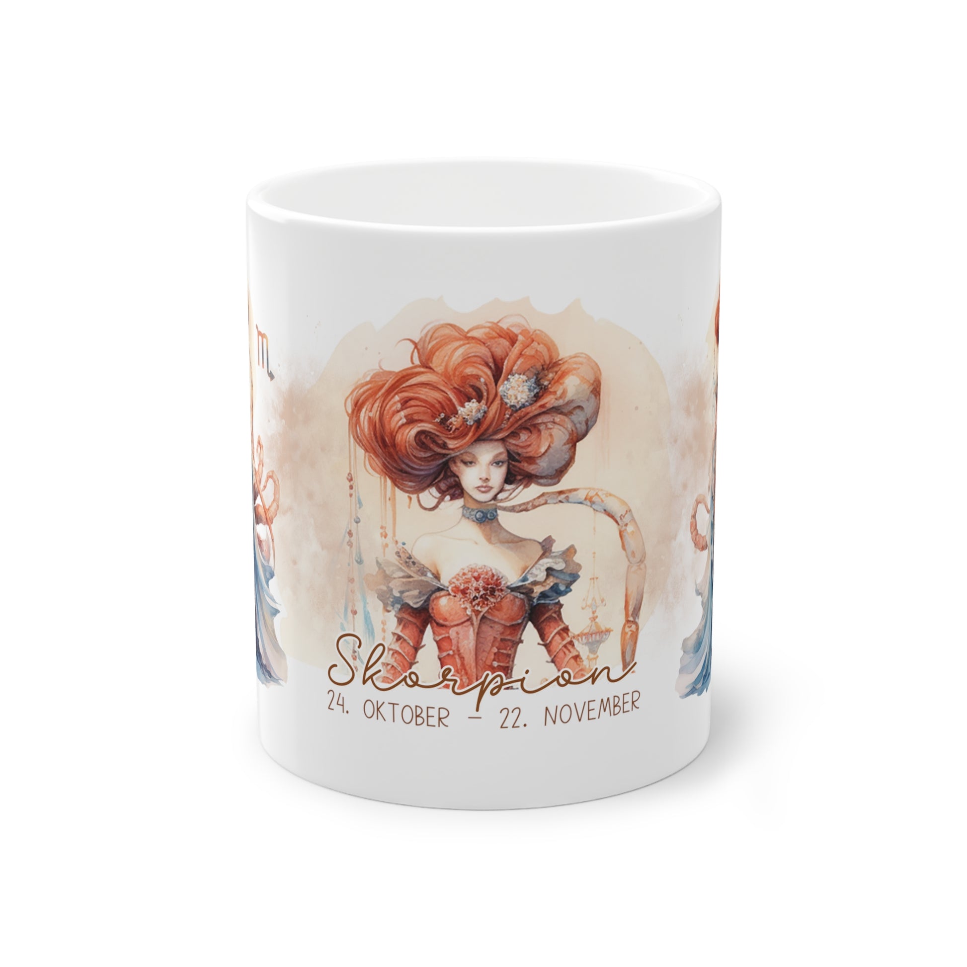 Unsere wunderschöne Motivtasse Skorpion, das perfekte Geschenk für alle im Sternzeichen Skorpion. Mit fantasievollem All-Over Print, ist sie ein Hingucker.