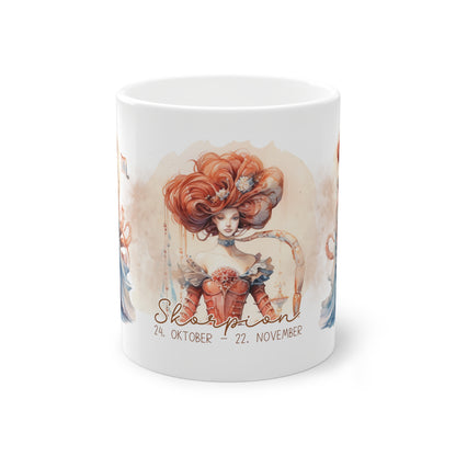 Unsere wunderschöne Motivtasse Skorpion, das perfekte Geschenk für alle im Sternzeichen Skorpion. Mit fantasievollem All-Over Print, ist sie ein Hingucker.