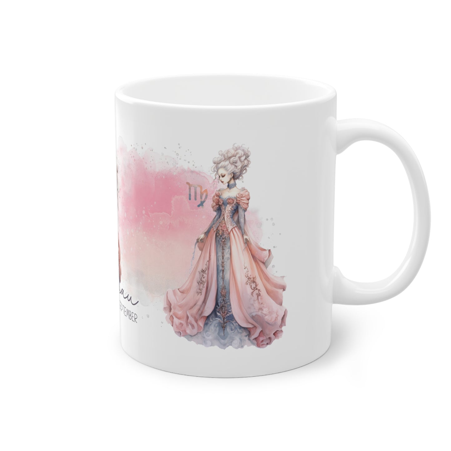 Unsere wunderschöne Motivtasse Jungfrau, das perfekte Geschenk für alle im Sternzeichen Jungfrau. Mit fantasievollem All-Over Print, ist sie ein Hingucker.
