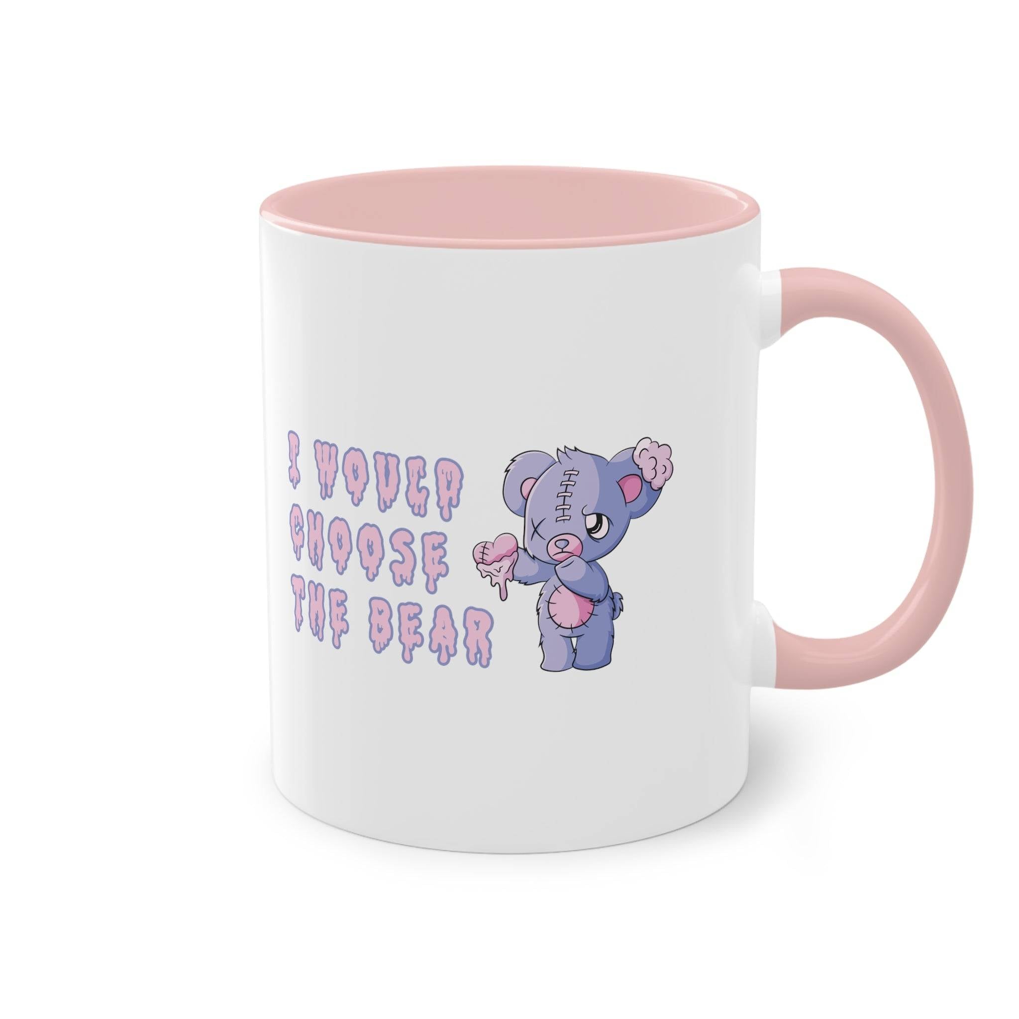 I choose the bear Tasse. Die Tasse zur Debatte. Mann oder Bär im Wald ist hier die Frage. Frauen nehmen den Bären. Feministische Tasse zum aktuellen Thema