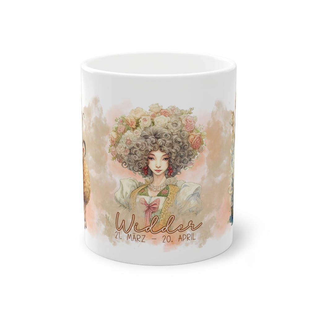 Unsere wunderschöne Motivtasse Widder, das perfekte Geschenk für alle im Sternzeichen Widder. Mit fantasievollem All-Over Print, ist sie ein Hingucker.