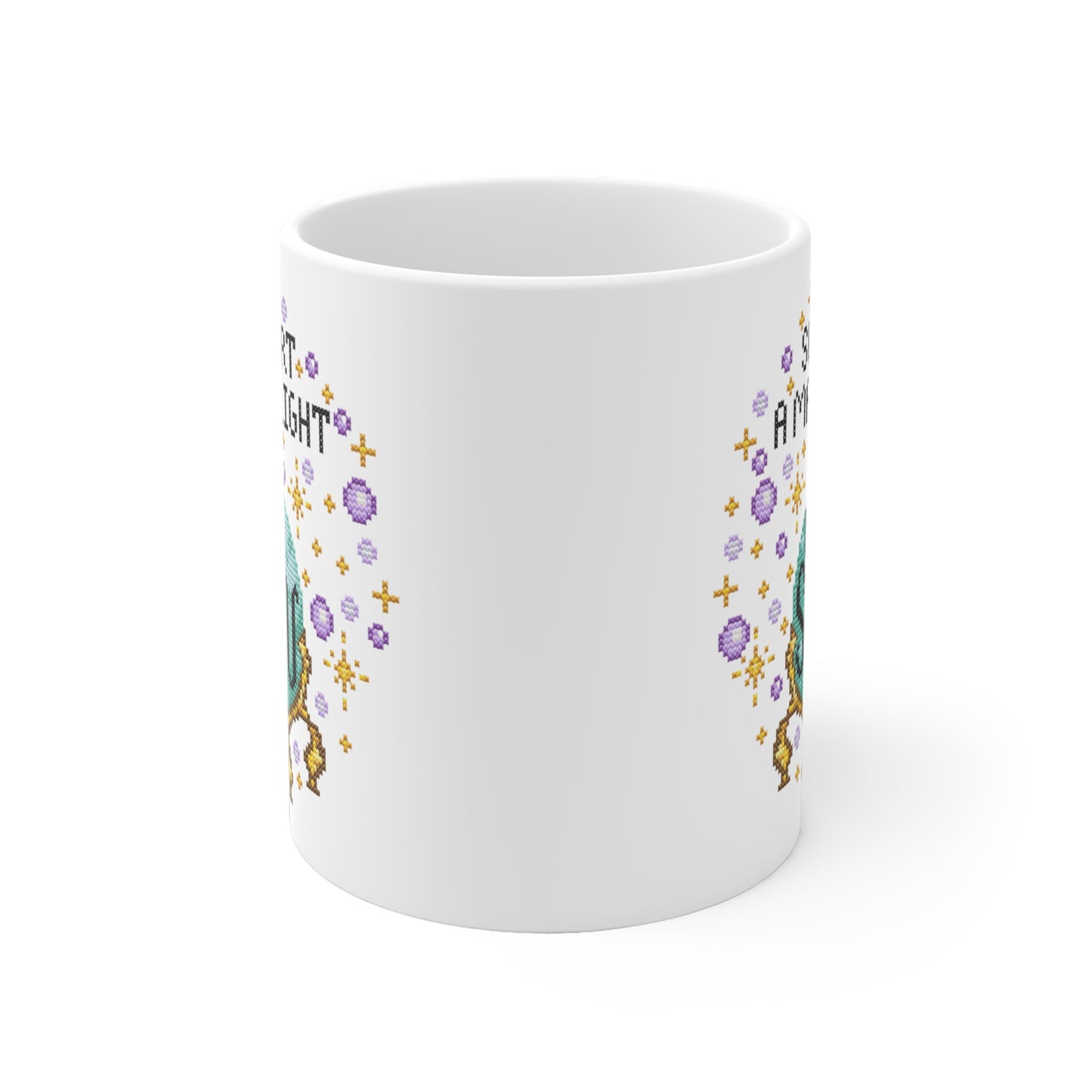 Motivtasse -  Feministische Kreuzstich Optik Tasse - I support a man´s right to stfu