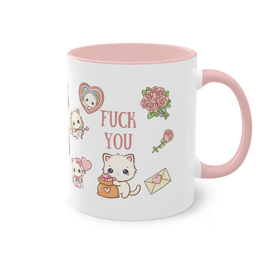 Freche "Fuck You" Tasse mit niedlichem Katzenmotiv