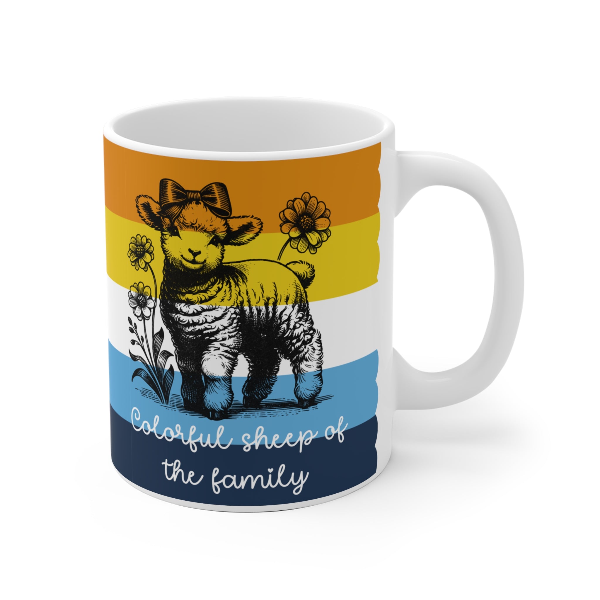 Pride Tasse „Colorful Sheep of the Family“ – Aromantic Asexual Pride Geschenk mit Schaf-Motiv