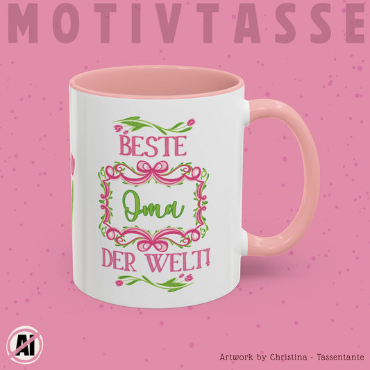 Beste Oma der Welt Tasse - Geschenk für Oma - Süße Geschenkidee von Enkelkindern für Geburtstag oder Muttertag