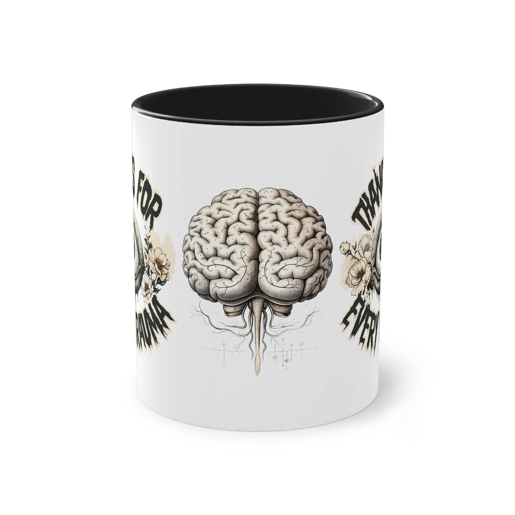 Entdecke die perfekte Geschenkidee für jeden von uns. Shoppe jetzt das Traumafest. Die Tasse Tasse thanks for every trauma lässt uns mit schwarzem Humor glänzen