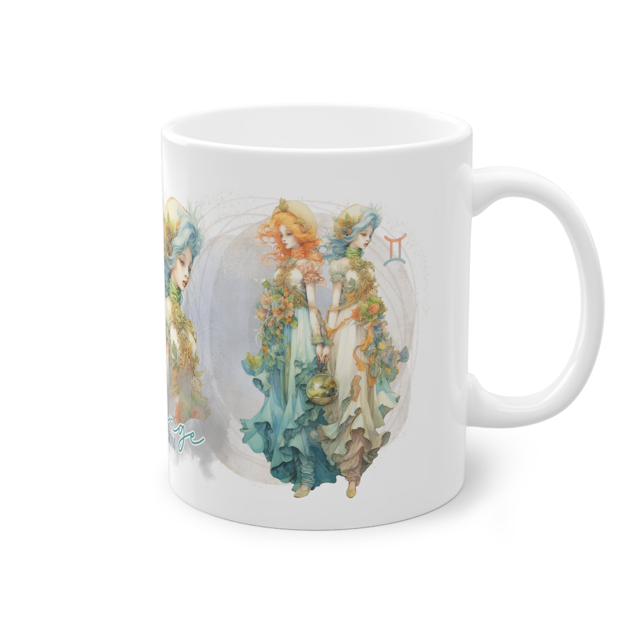 Unsere wunderschöne Motivtasse Zwillinge, das perfekte Geschenk für alle im Sternzeichen Zwillinge. Mit fantasievollem All-Over Print, ist sie ein Hingucker.