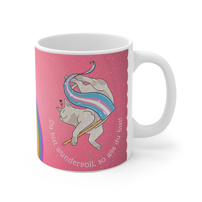 LGBTQ Trans Pride Tasse mit niedlichem Katzenmotiv - Geschenk Coming Out, Geburtstag, Jahrestag