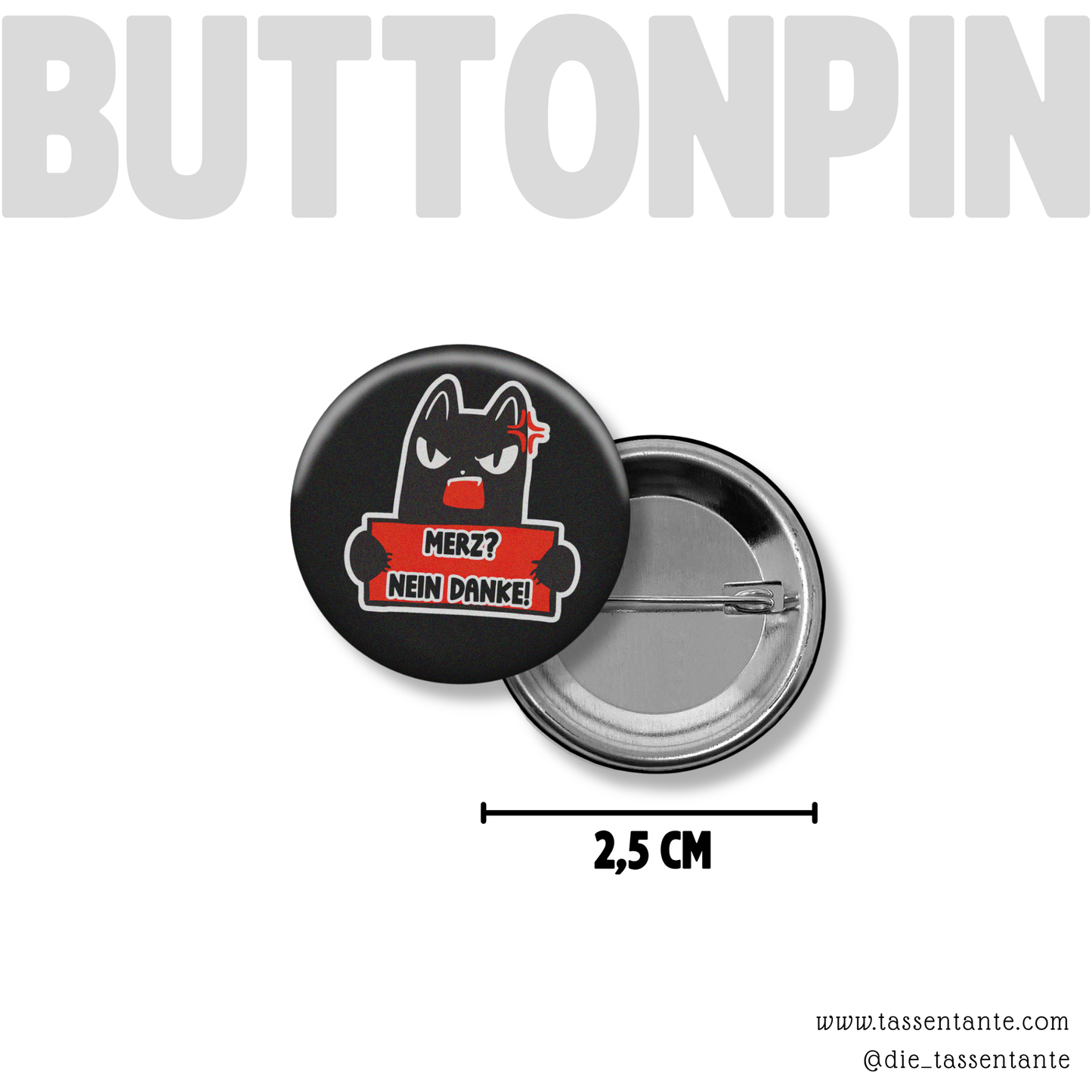 Button - Merz, nein Danke - 2,5 cm