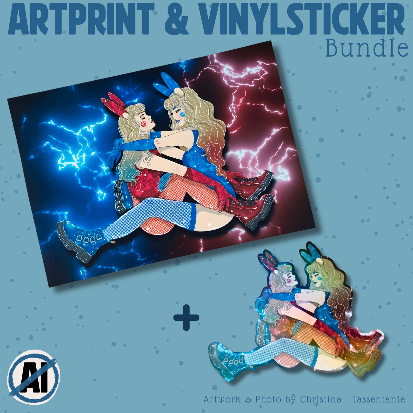 Bunny Girls Art Print und Sticker Bundle