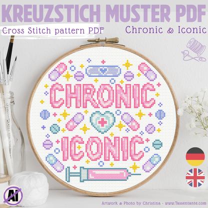 Stickvorlage Kreuzstich - Chronic & Iconic, chronische Erkrankung