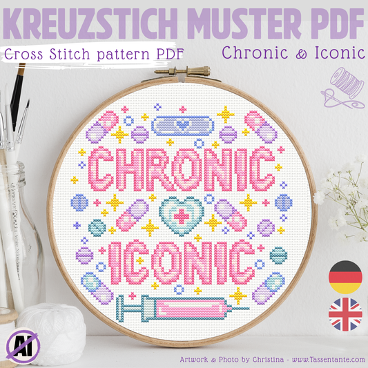 Stickvorlage Kreuzstich - Chronic & Iconic, chronische Erkrankung