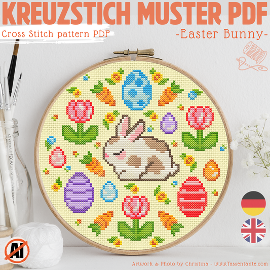 Stickvorlage Kreuzstich - Easter Bunny - Osterhäschen