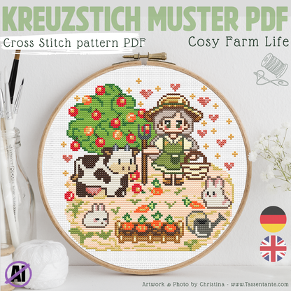 Stickvorlage Kreuzstich - Cosy Farm Life