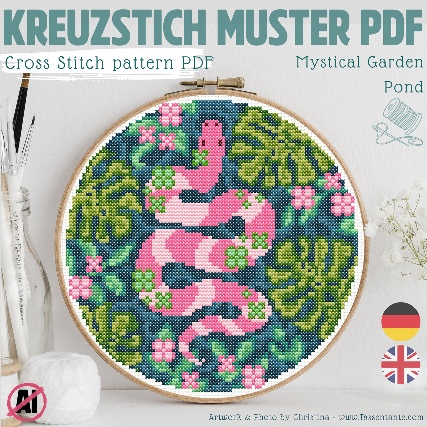 Stickvorlage Kreuzstich - Mystical Garden Pond