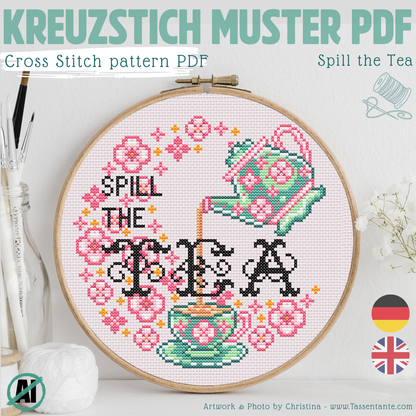 Stickvorlage Kreuzstich - Spill the Tea