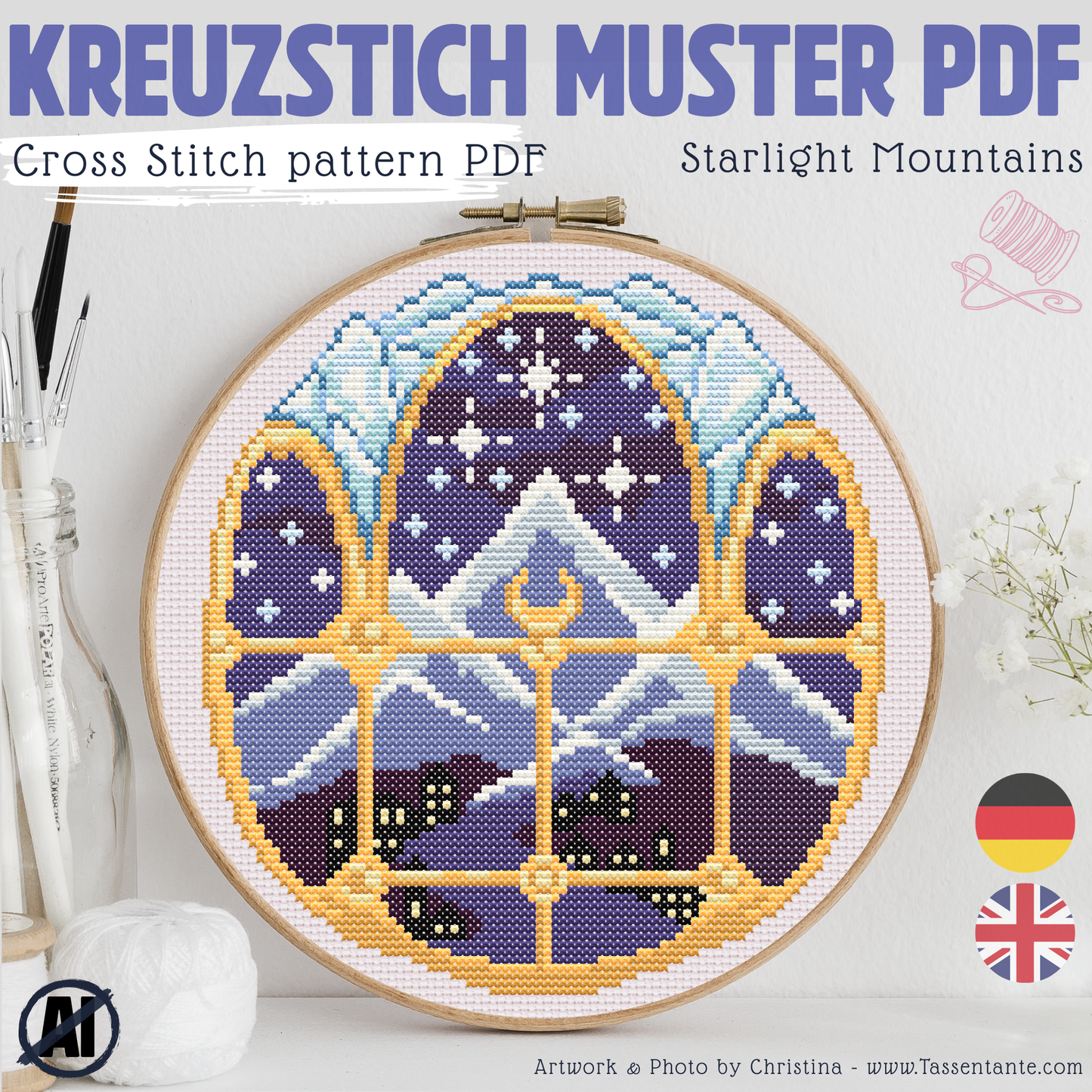 Stickvorlage Kreuzstich - Starlight Mountains