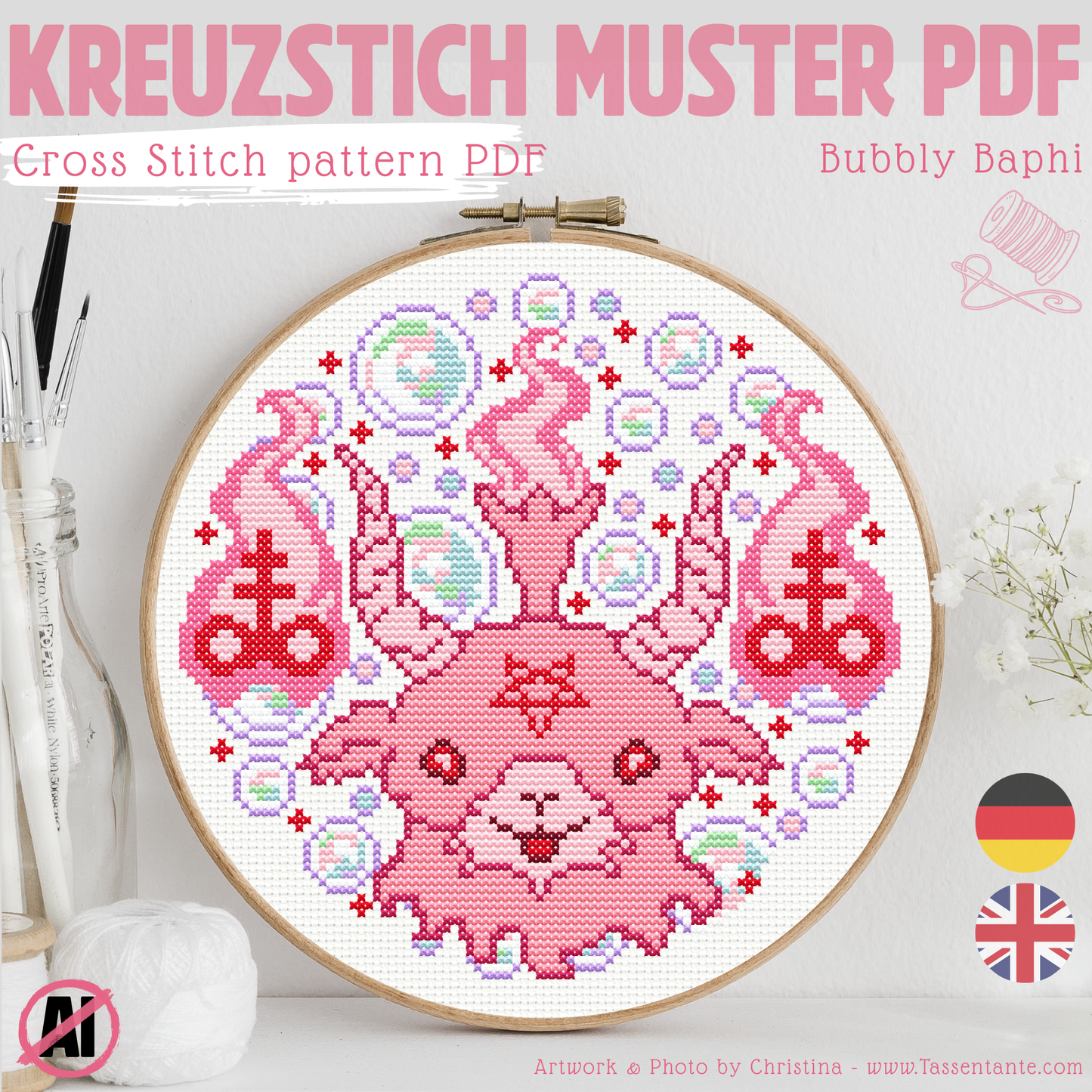Stickvorlage Kreuzstich - Bubbly Baphi