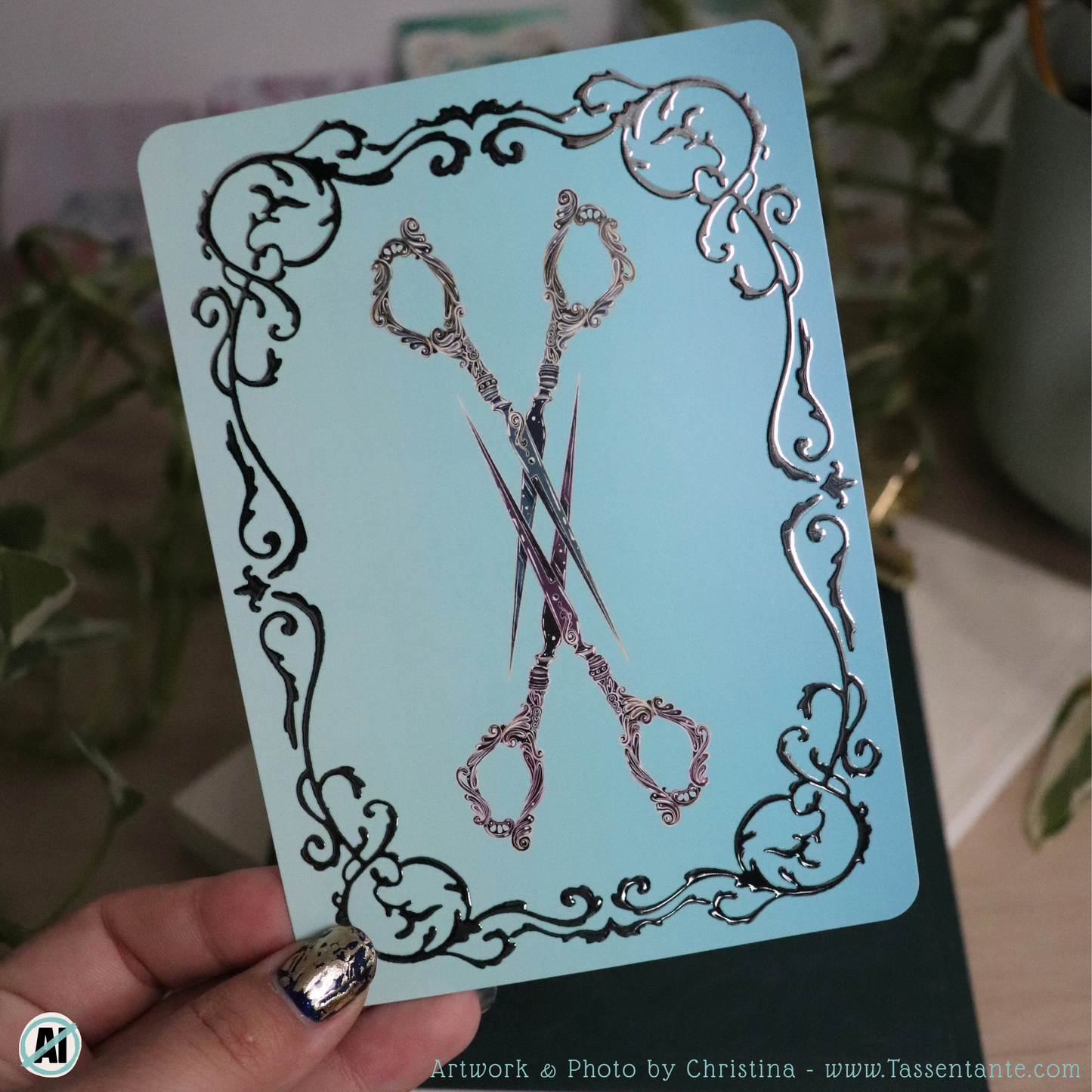 Postkarte mit Silber Details - Scheren - lgbtq - lesbian pride DIN A6