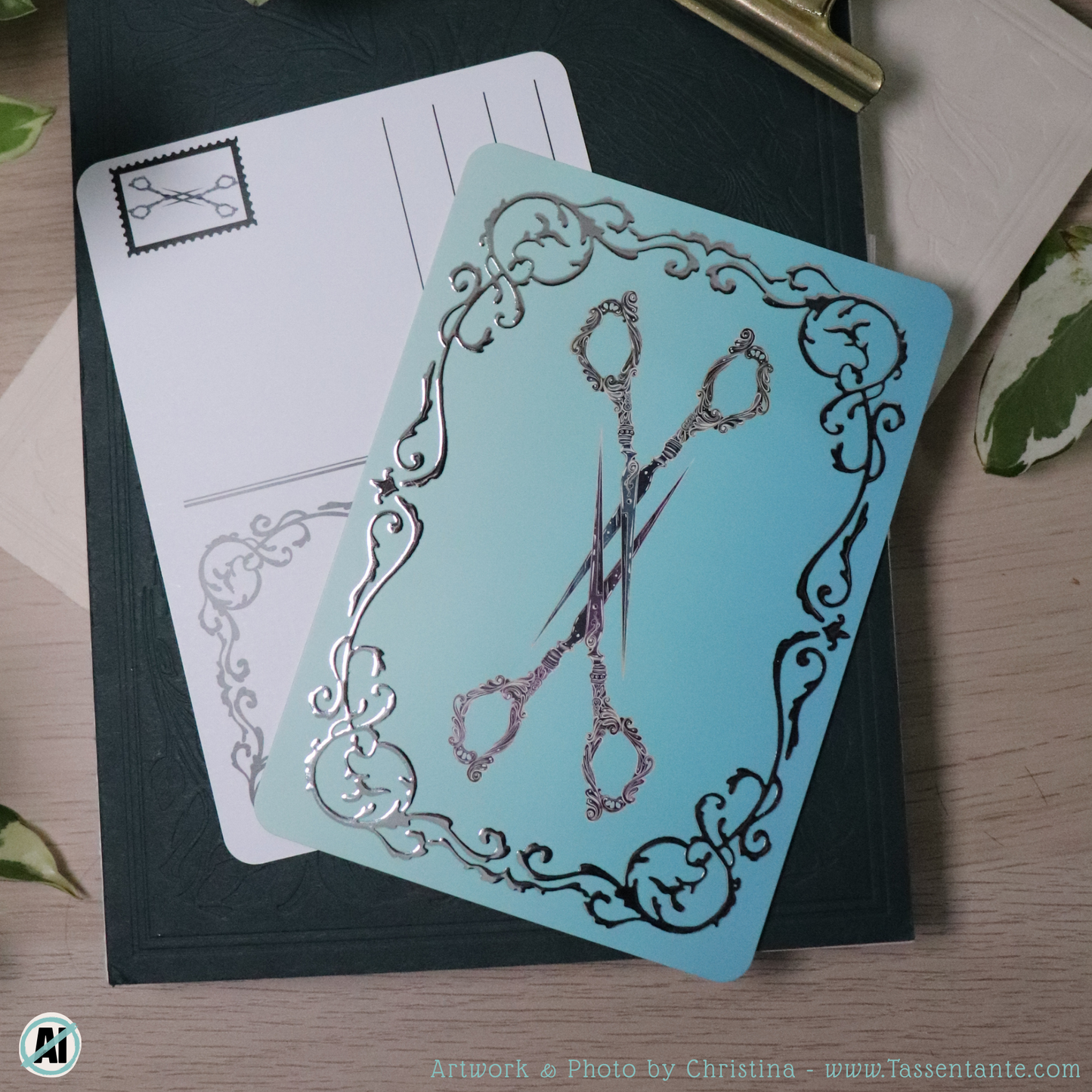 Postkarte mit Silber Details - Scheren - lgbtq - lesbian pride DIN A6