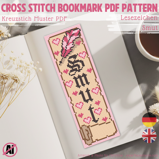 Stickvorlage Kreuzstich - Lesezeichen - Romantasy, Smut