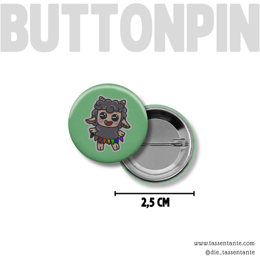 Button - Pride Schäfchen mit Wimpelflagge - 2,5 cm - lgbtq