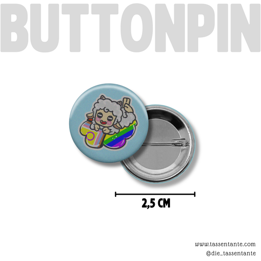 Button - Pride Schäfchen mit Flagge - 2,5 cm - lgbtq