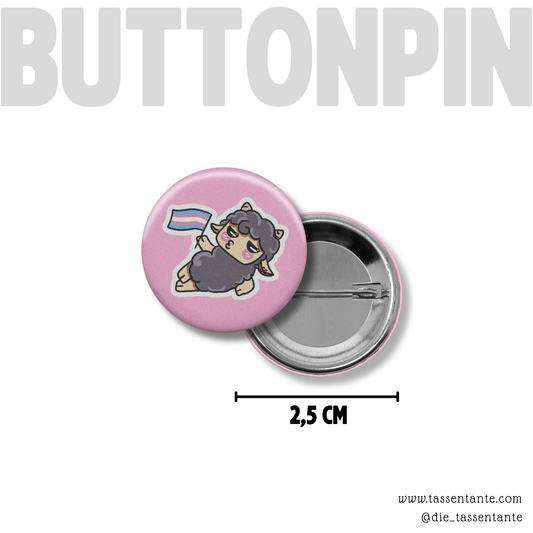 Button - Trans Schäfchen mit Flagge - 2,5 cm - lgbtq