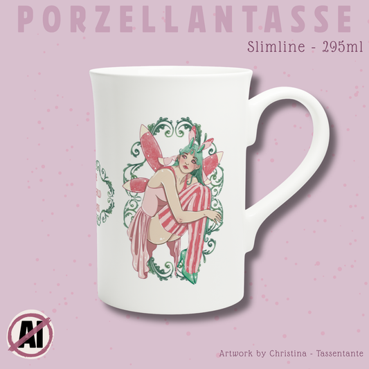 Tasse - Slimline - Porzellantasse - Gottesanbeterin - Save the World, Eat men - Feminismus