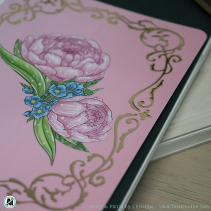 Postkarte mit Gold-Details - Pfingstrose - DIN A6