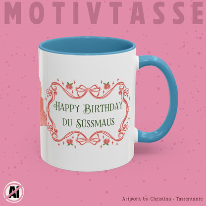 Happy Birthday Du Süßmaus Tasse - Geburtstagsgeschenk Freundin lustig süß - Geschenk Idee für Freundin, Partnerin, beste Freundin