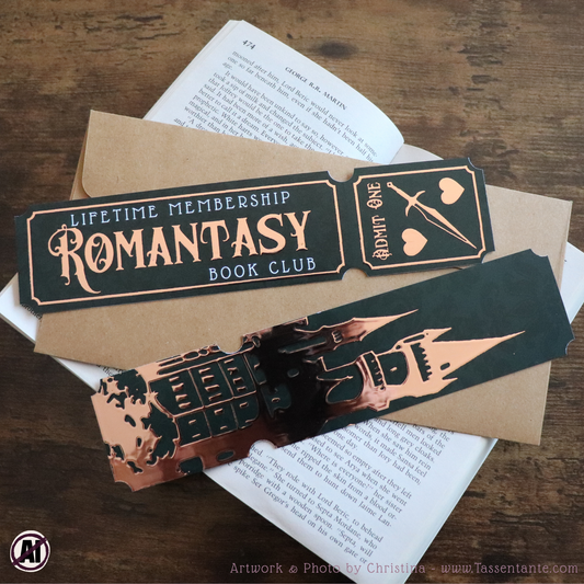 Romantasy Lesezeichen mit 3D Folierung in Bronze
