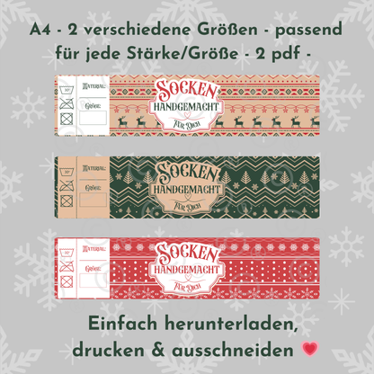 Sockenbanderolen zum Ausdrucken - Weihnachten