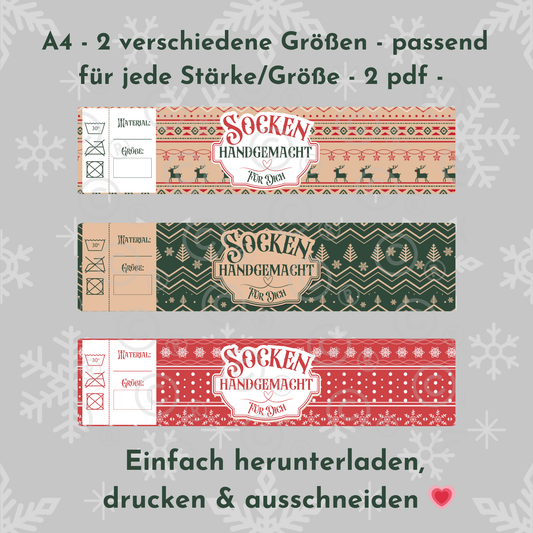 Sockenbanderolen zum Ausdrucken - Weihnachten