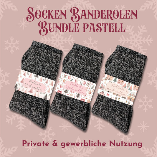 Sockenbanderolen zum Ausdrucken - Weihnachten - rosa Zauber